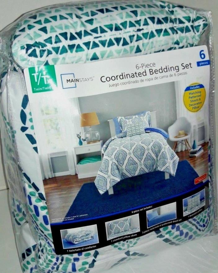 Comforter and Sheet Set 6-Pieces Twin Size By 