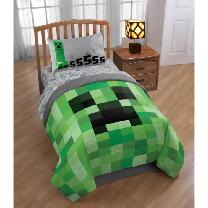 Bed Minecraft Bedding Bag Bonus Tote Twin Comforter Set Reversible New 4 Piece