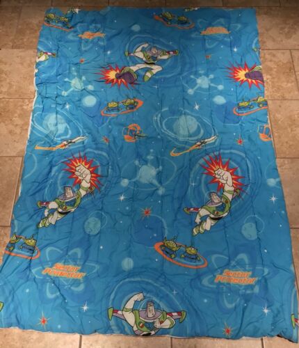 VINTAGE Disney Pixar Toy Story Buzz Lightyear Double Sided Comforter Twin 84x60