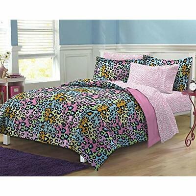 Animal Print Bedding Neon Leopard Comforter Set Full Size Girl Bedroom Gift Soft