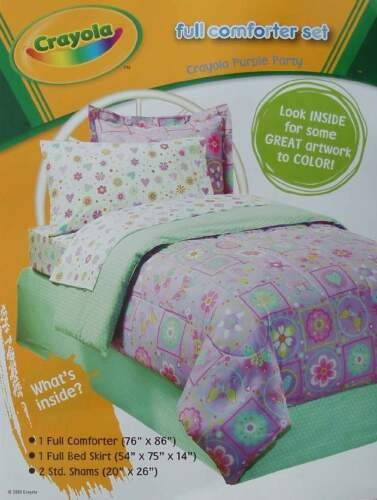 PURPLE PARTY BY CRAYOLA FLORAL FULL COMFORTER SHAMS BEDSKIRT 4PC BEDDING SET NEW