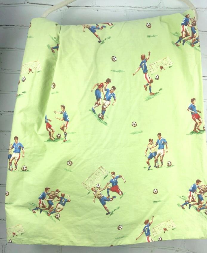 Pottery Barn Kids Duvet Cover Boy's Soccer Print Green Full/Queen 100% Cotton