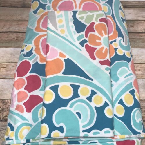 Pottery Barn Teen Twin Bed Duvet & Pillow Sham Cover Multi Color Paisley Floral