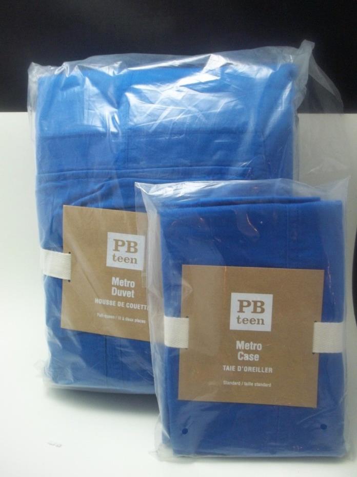 Pottery Barn Teen Classic Metro Cargo Pockets Duvet Cover Blue W/1 Std Case #727