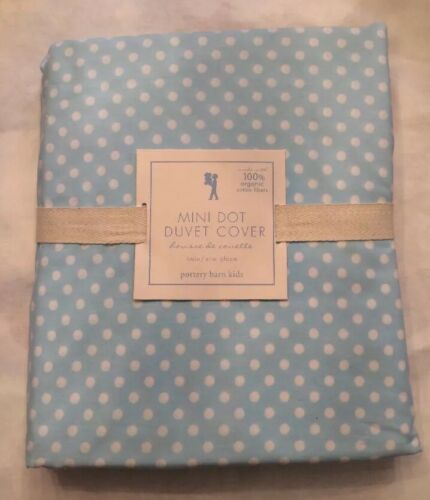 Pottery Barn Kids Mini Dot Light Blue Duvet Cover Twin 100% Organic Cotton NWT