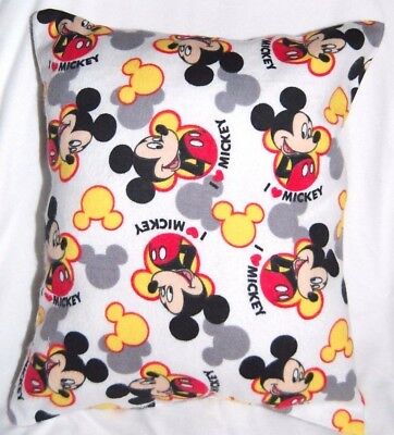 NEW  DISNEY HANDMADE MICKEY MOUSE I LOVE MICKEY  FLANNEL TODDLER TRAVEL PILLOW