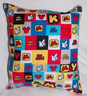 NEW DISNEY HANDMADE MICKEY MOUSE OH BOY! COLORFUL FLANNEL TRAVEL PILLOW