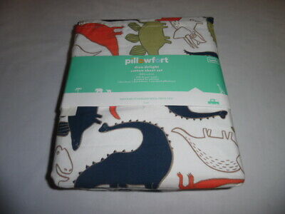 NEW Pillowfort Dino Delight 100% Cotton Toddler Sheet Set 220 Thread Count kids