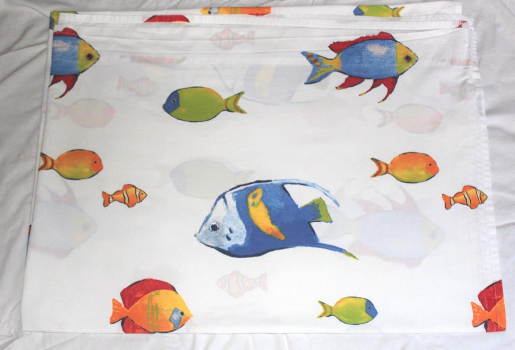 Pottery Barn Kids TWIN BERMUDA Tropical FISH Fishy FLAT Bed Sheet