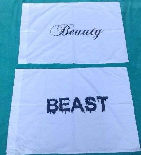 1 Beauty & 1 Beast Standard Pillowcases White W Black Writing Am. Pillowcase Co.