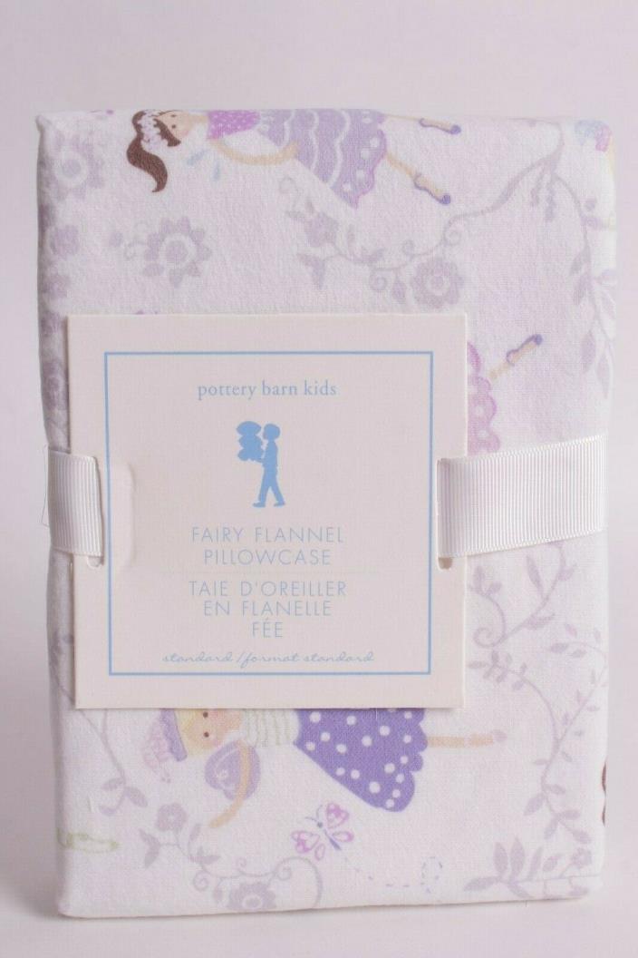 NWT Pottery Barn Kids Fairy flannel lavender pillowcases purple gray