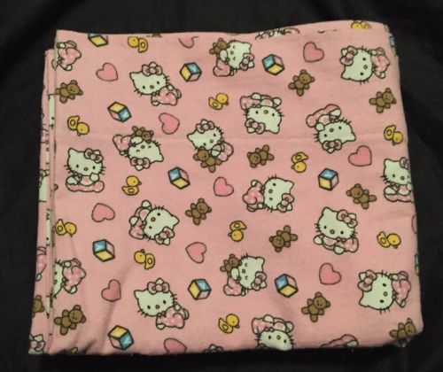 New Handmade Baby Hello Kitty Flannel Pillowcase Pink Hearts  Standard ~20x34