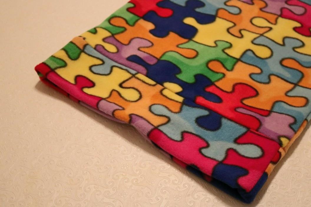 1  Multi Color Puzzle Jigsaw Fleece  Travel Pillowcase  Rectangular 14x20