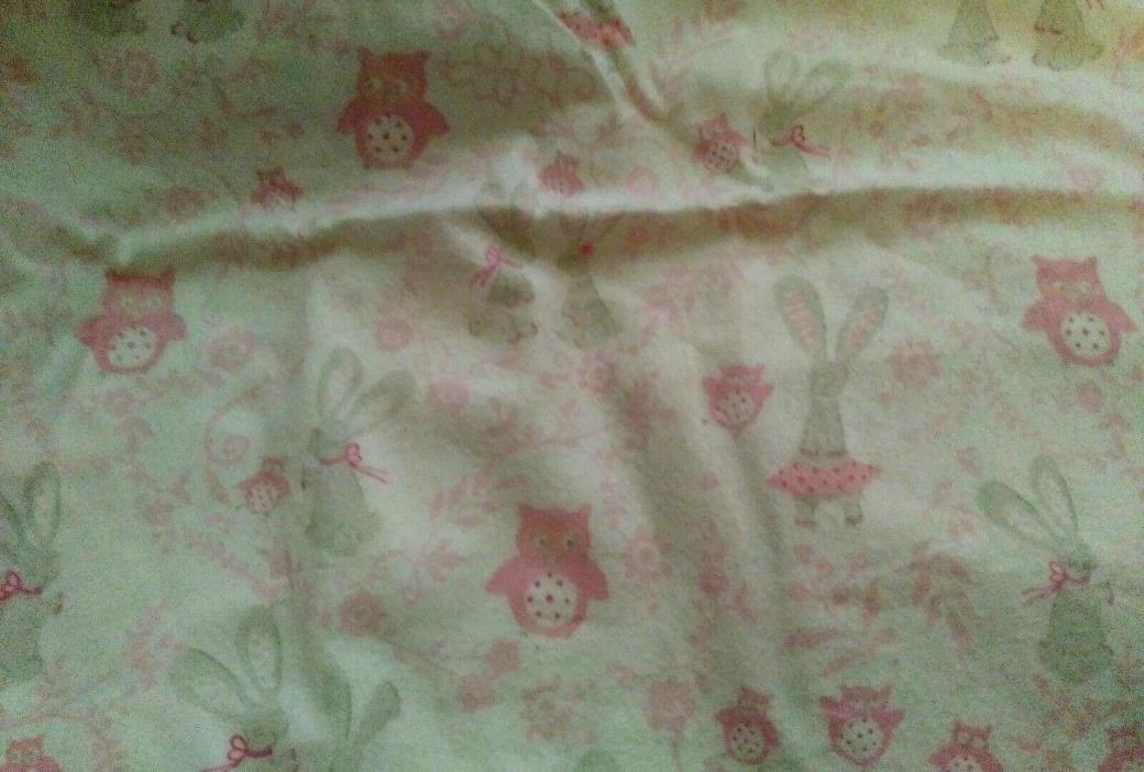 New Pottery Barn Kids Pink BUNNY PILLOWCASE flannel Owl