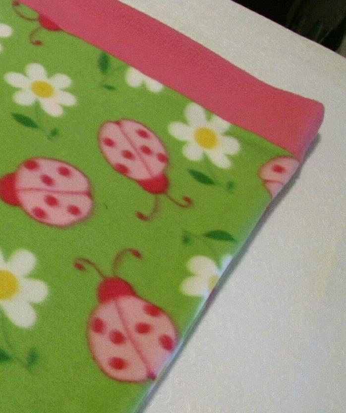 1 Lime Green, Pink, Labybug Fleece  Travel Pillowcase  Rectangular 12x16