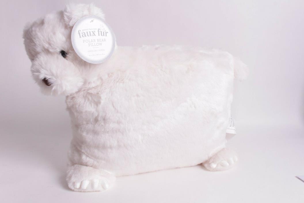 NWT Pottery Barn Kids Faux Fur Bear Shaped Dec Pillow, Shaped, Ivory