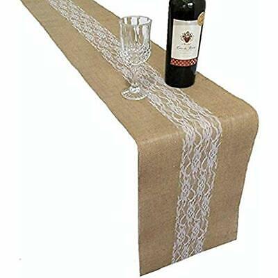 12" X 120" Burlap & Lace Wedding Table Runner By 30cm 304cm (1) Home