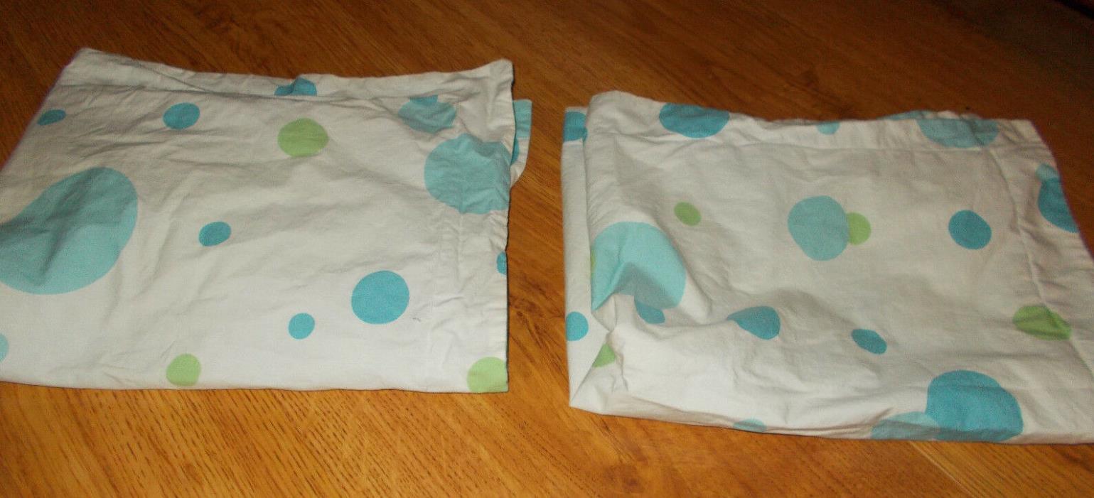 2 Pottery Barn Teen Bubbles Green Blue Polka Dot Pillow Shams Set Bedding