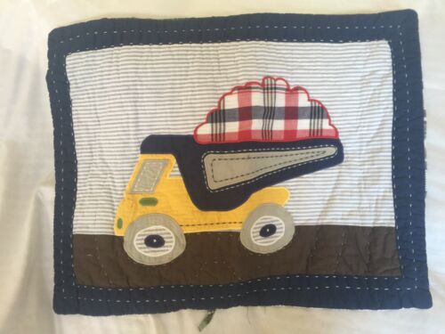 Pottery Barn Kids Busy Builder Dump Truck Construction Quilted Pillow Sham NLA