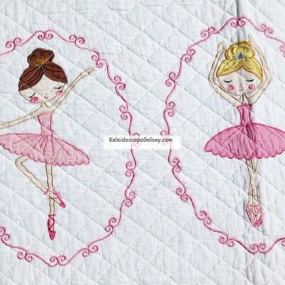 BALLERINA 6pc TWIN QUILT Pink Floral Roses SHABBY CHIC BALLET EMBROIDERED DANCER
