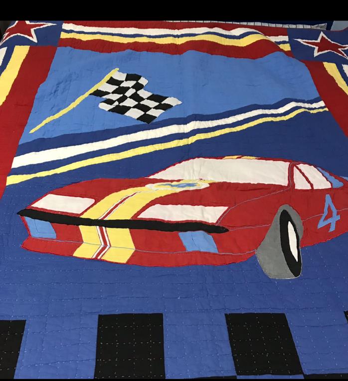 Britannica Boy's RACE CAR Multi-Color Quilt & Pillow cover TWIN 66