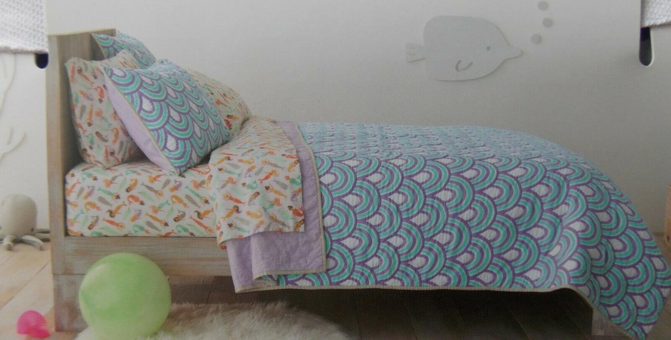 Pillowfort Scallop Design Quilt + Shams Bed Set ~ NEW Full/Queen Purple/Aqua