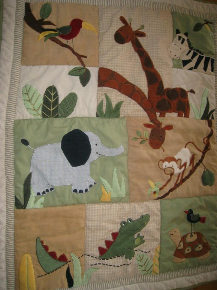 Kids Crib Appliqued Quilt Jungle Theme