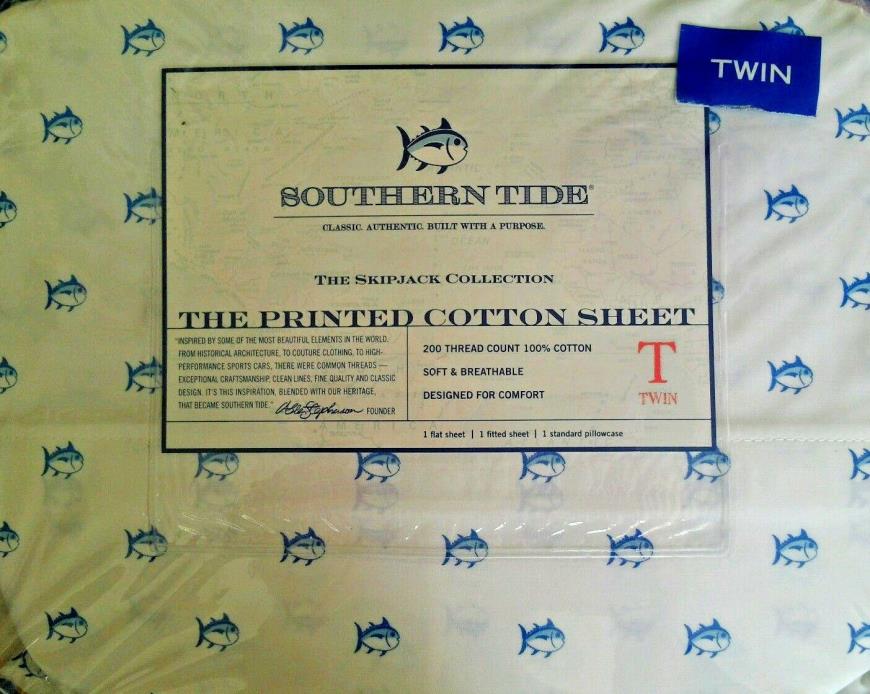 Southern Tide the Skipjack Collection Printed Cotton Sheet set twin fish 200 ct