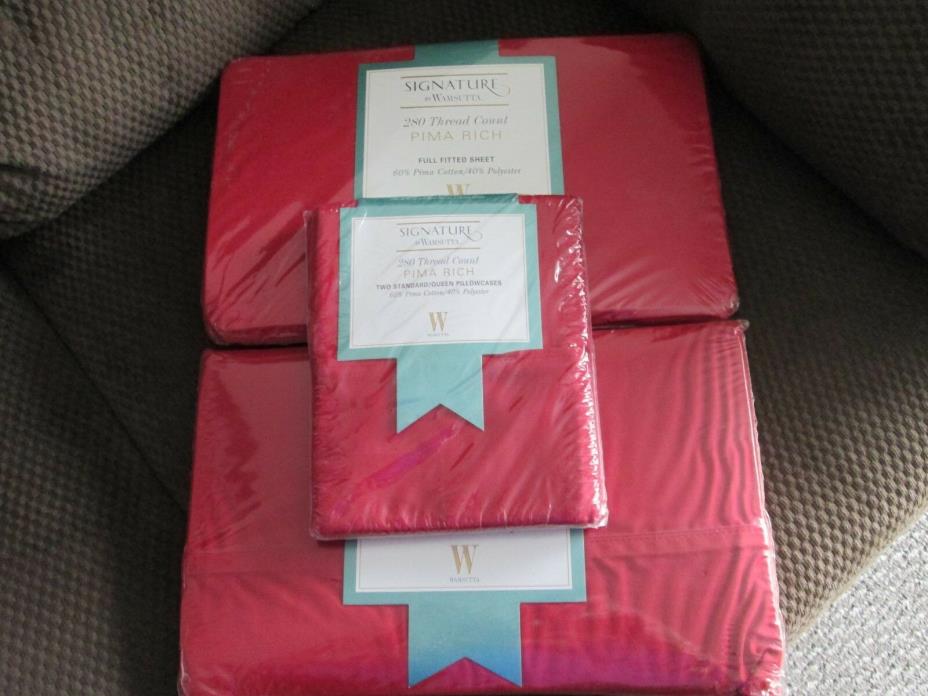 RED FULL SIZE SHEET SET SIGNATURE BY WAMSUTTA -NEW