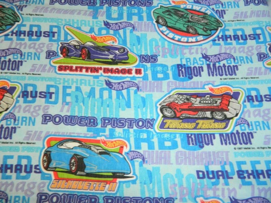 Vintage HOT WHEELS Cars Twin flat sheet 1997 Material Race Street Mattel Vintage