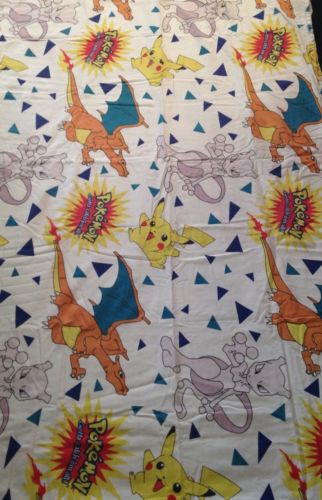 Nintendo Pokemon Flannel Twin Size Flat Sheet Pikachu Charizard Material