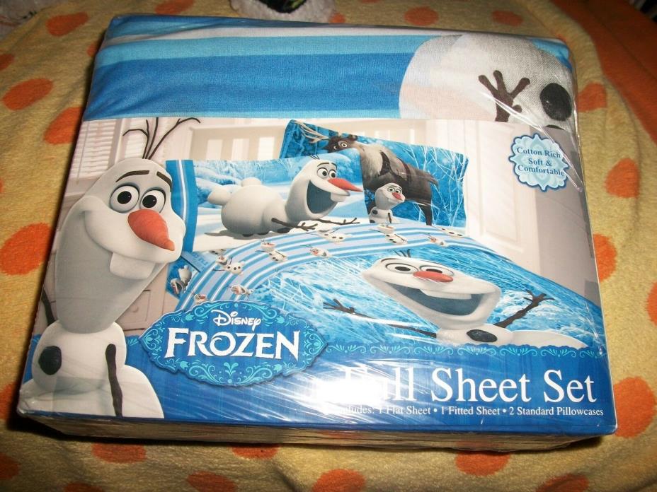 DISNEY FROZEN FULL SIZE FITTED SHEETS OLAF SET 1 FITTED 1 FLAT 2 PILLOW CASES