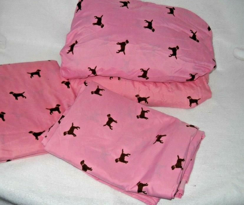 Dog lover Twin Sheets 2 Bottom Sheets 2 Top Sheets Pink with Black Dogs