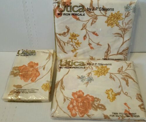 vintage utica no iron percale floral marthas flowers twin flat sheet 2 pillow