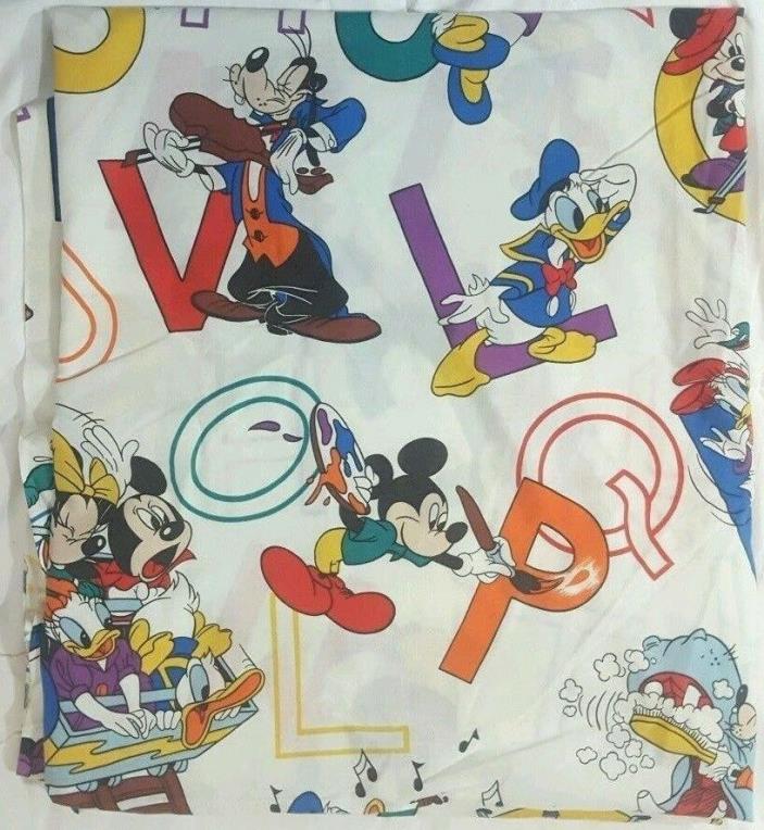 Mickey Minnie Donald Goofy Alphabet Full Flat Bed Sheet 2 Pillowcases Vintage