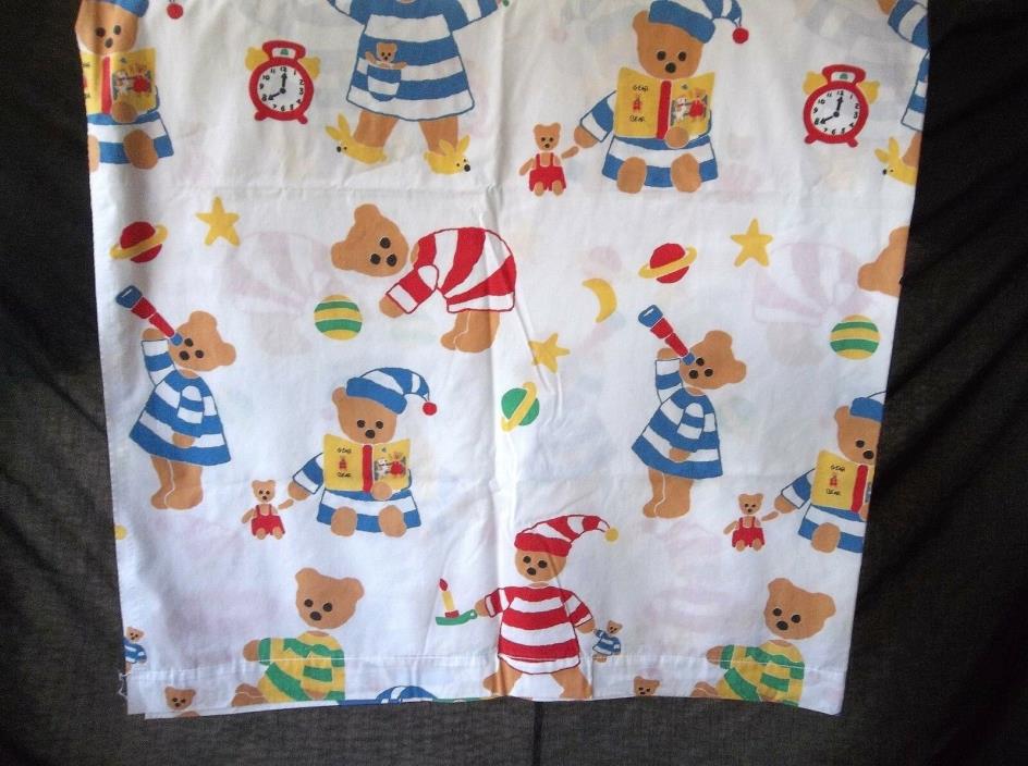 Vintage Twin Set Combed Cotton Bear Spring Industries No Iron Red White Blue 3pc