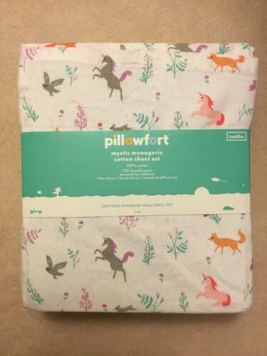 Forest Animals Cotton Sheet Set - Pillowfort - Unicorn Fox Deer Owl New Toddler