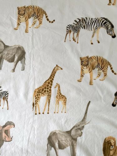 Company Store Kids Twin Safari African Animals Flat Sheet Giraffe Elephant Tiger