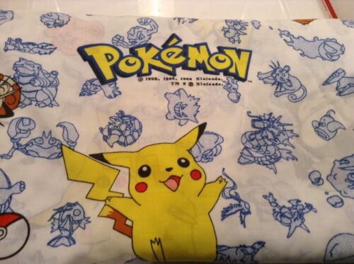 Pokemon Twin Flat Sheet And Pillowcase1998 Pikachu Fabric Vintage