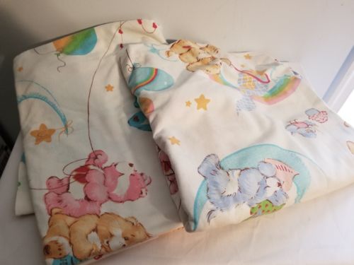 CARE BEARS VINTAGE 1982 Twin Sheet Set - Flat Top and Fitted Bottom Sheets