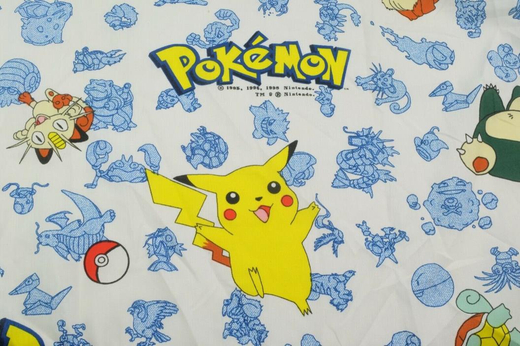 VTG 1998 Pokemon Twin Bed Sheet Fitted Sheet Crafting Fabric Nintendo Bedding