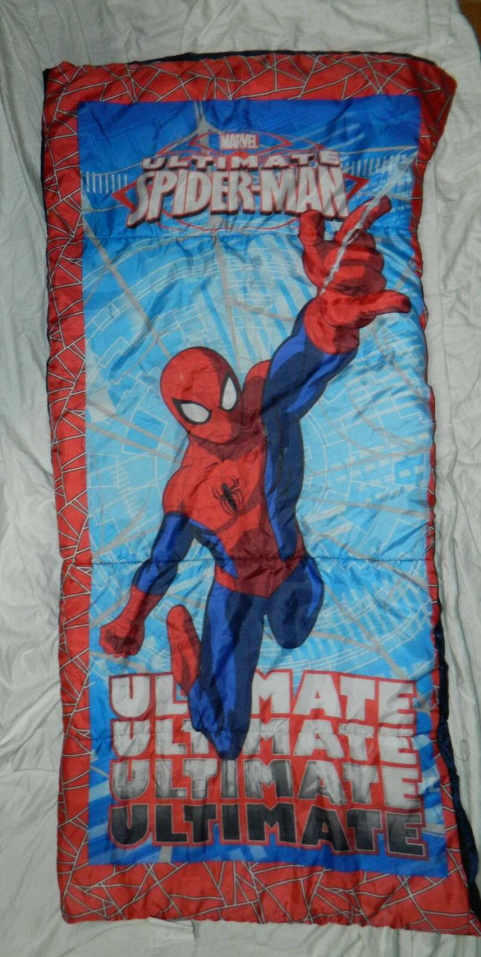 Youth Marvel Spider-Man Reversible Sleeping Bag measures 56x28