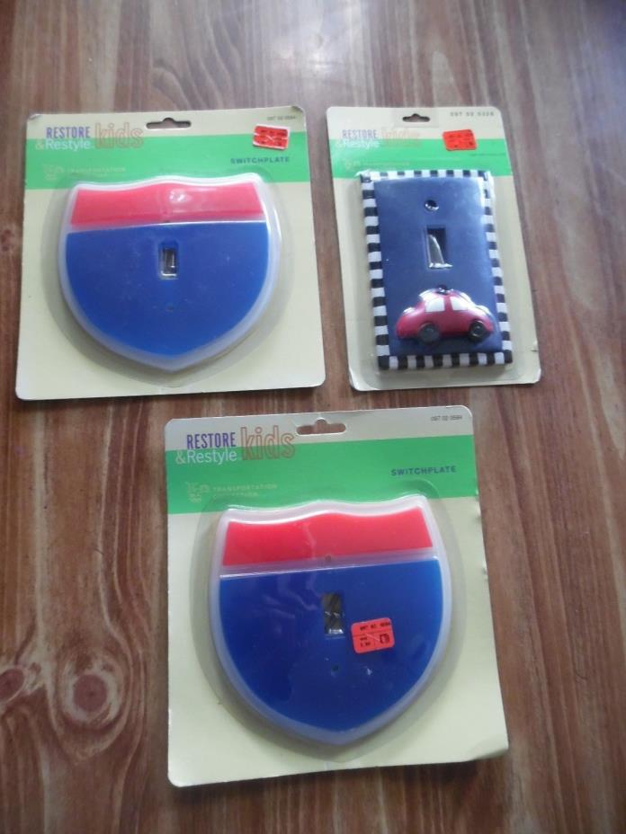 Lot 3 NEW switch plate covers. car Interstate sign switchplate symbol blue red