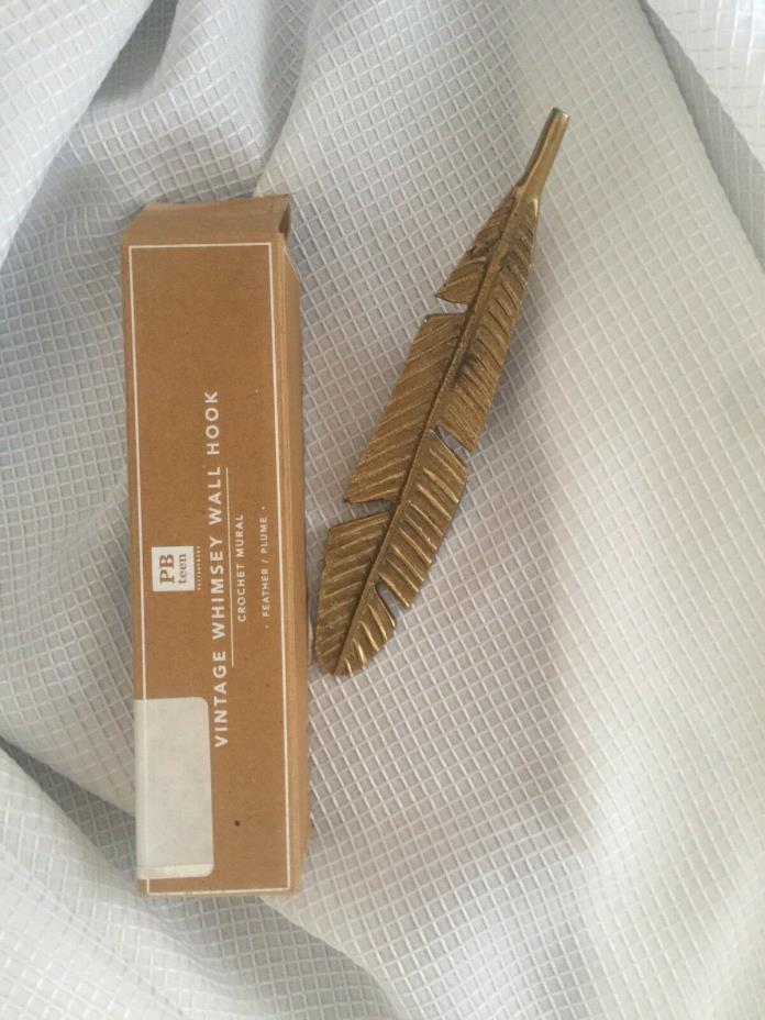 Pottery Barn Teen Gold Vintage Novelty Hook Feather No Hardware