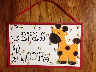 giraffe personalize room sign Jungle Boys Girls custom Polka dot Country Cuties