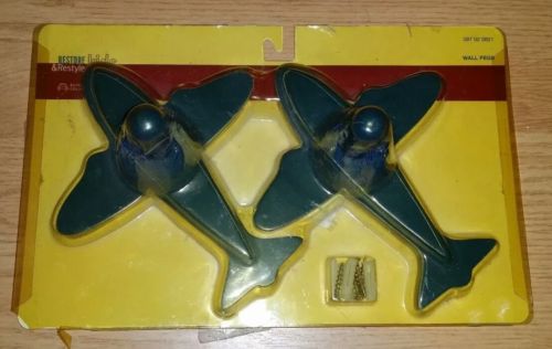 RESTORE & RESTYLE Wall Pegs Set Of 2 Blue Airplane Room Decor