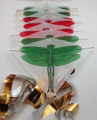 Dragonfly Flags Wall Art Kids / Party Decoration Green Red Gold As Is