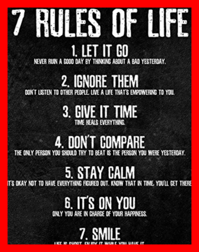 7 Rules Of Life Motivational Poster Printed On Premium Cardstock Paper Sized 11
