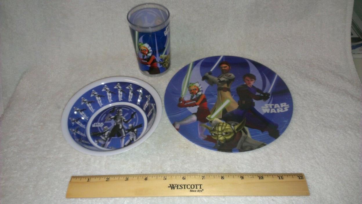 Star Wars Clone Wars 3 Piece dish set, Bowl , Cup & Plate,  Never Used, No Box