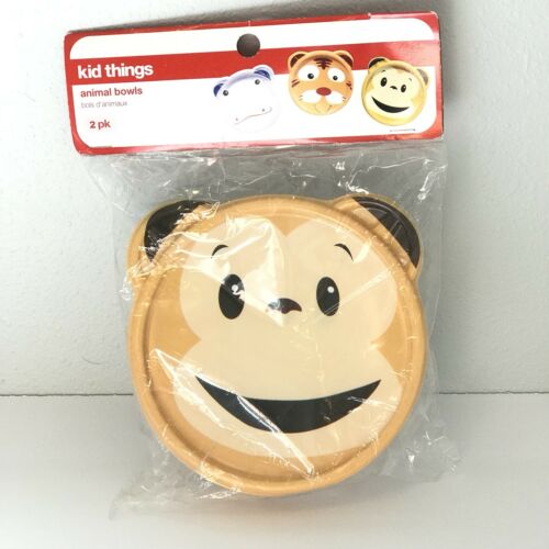 Animal Bowls Monkey Face With Lids Plastic Food Container Craft Storage 2pk
